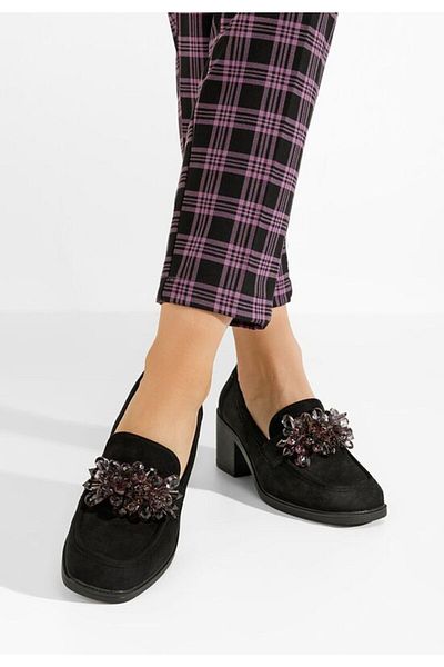 B T Shoes Black Ermela heeled loafers
