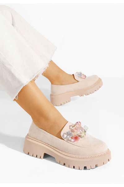B T Shoes Mocasini cu talpa groasa Amilla V2 bej