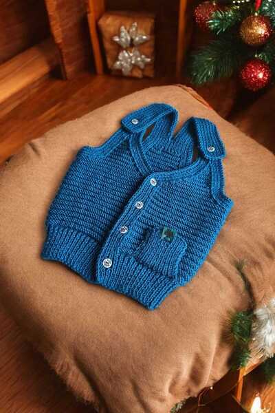 Örgü Sanatı El Örgüsü Yelek, Rambo Model Erkek Bebek Yeleği, Örgü Yelek