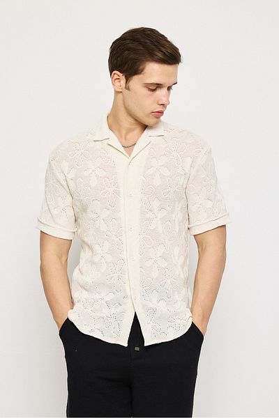 İLKCET MODA Patterned Hole Detail Oversize Men's Shirt