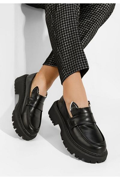 B T Shoes Mocasini cu talpa groasa Desiara negri