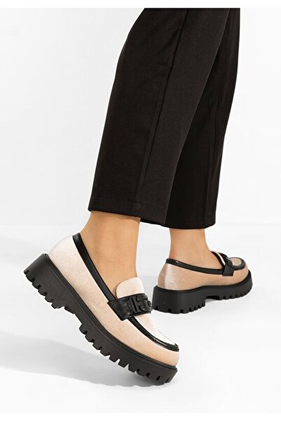 B T Shoes Mocasini cu talpa groasa Angelita bej