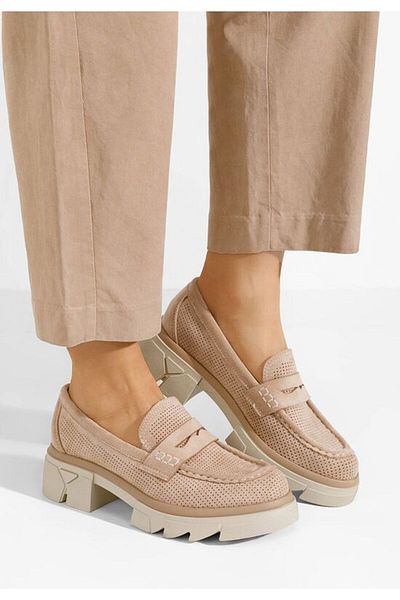 B T Shoes Lerina V2 khaki thick-soled loafers