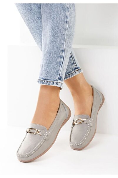 B T Shoes Women's gray leather loafers Celetina