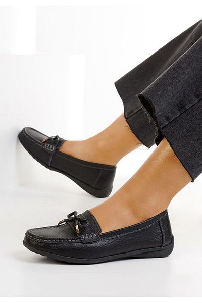 B T Shoes Mocasini dama piele Sargetia negri