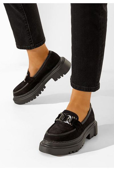 B T Shoes Mocasini piele naturala negri Haza