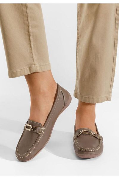 B T Shoes Mocasini piele naturala Celetina kaki