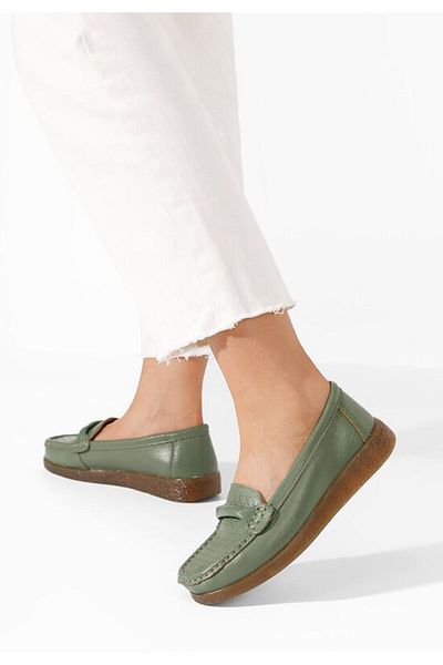 B T Shoes Telisa green genuine leather loafers