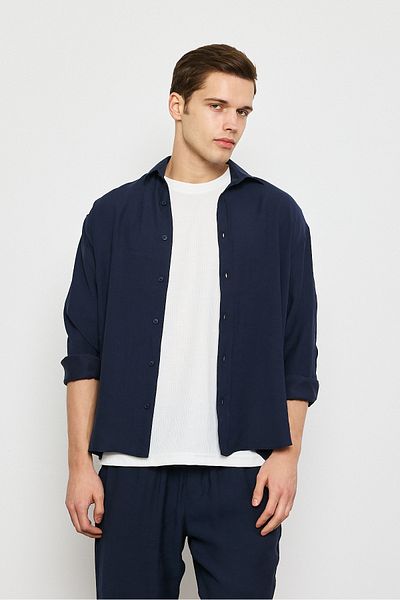 İLKCET MODA Ανδρικό πουκάμισο Oversize Modal Fabric Premium