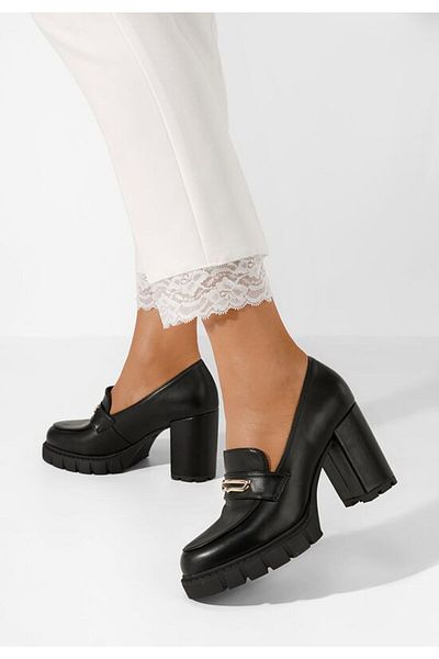 B T Shoes Mocasini dama cu toc Eliska negri