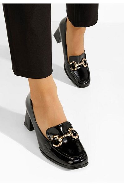 B T Shoes Mocasini cu toc Ardith negri