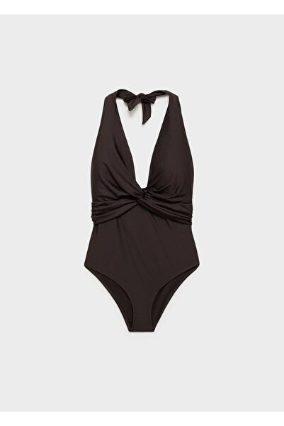 MANGO Woman Halter yaka drape mayo