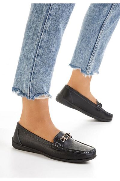 B T Shoes Mocasini dama piele negri Celetina