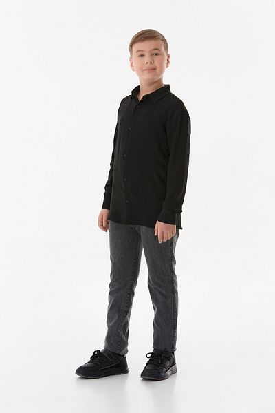 Fulla Moda Риза за момче с копчета от плат Ayrobin