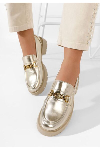 B T Shoes Mocasini cu talpa groasa Catriela aurii