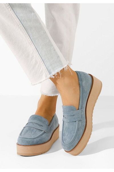 B T Shoes Mocasini cu platforma Leondra V2 albastri
