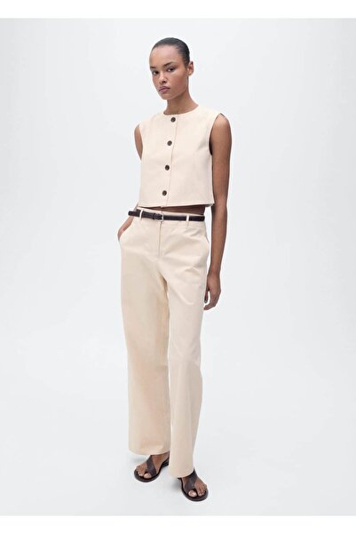 MANGO Woman Crop Cotton Blouse with Buttons