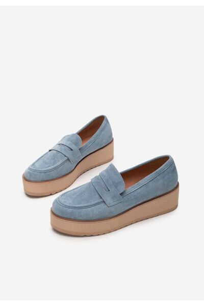 B T Shoes Mocasini cu platforma Leondra V2 albastri