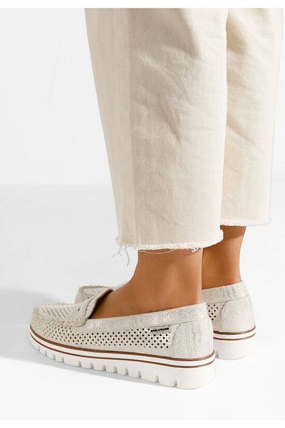 B T Shoes Mocasini dama Manise argintii