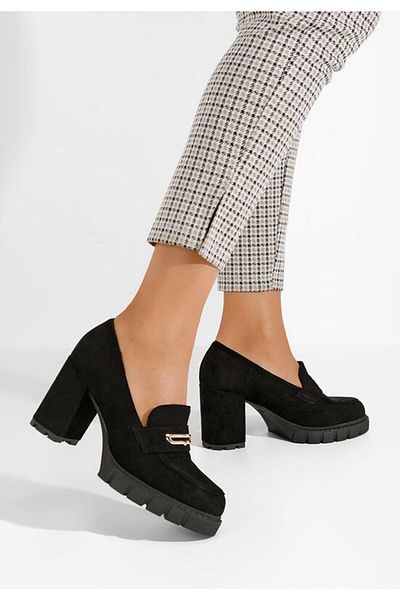 B T Shoes Mocasini cu toc Eliska V2 negri