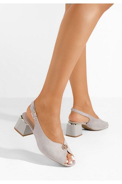 B T Shoes Amary V3 gray chunky heel sandals