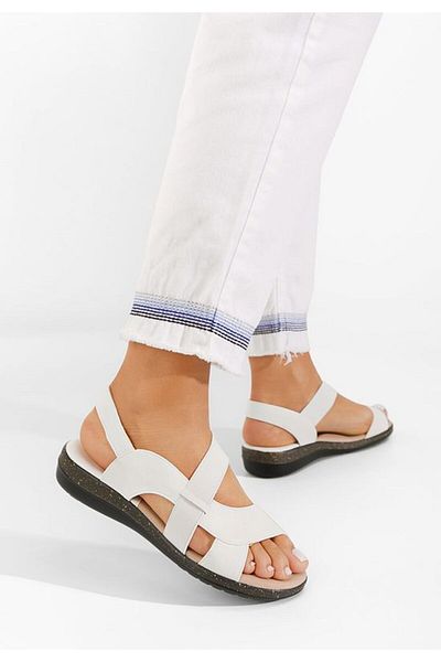 B T Shoes Tobia white flat sandals