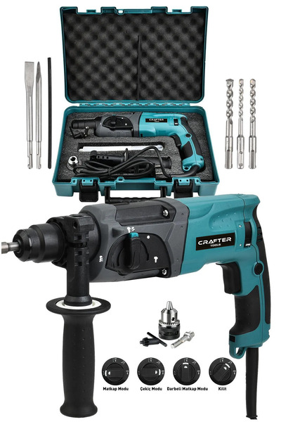 CRAFTERTOOLS 850w Bakır Sargılı Darbeli Metal Şanzıman Kırıcı Delici Hilti Matkap Süngerli