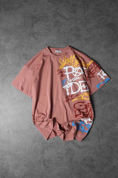 Slatra Men's Coral Side Printed Oversize T-shirt