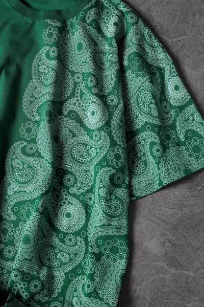 Slatra Men's Semi Mussel Pattern Printed Oversize T-shirt