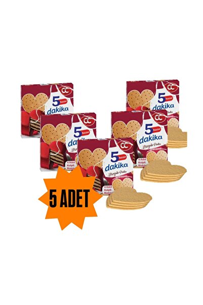 CC 5 Dakika Mozaik Pasta 5 Adet Kalp Şekilli 5 Dakika Hazır Mozaik Pasta - 20 cm Çapında 4 Kat Pasta Tabanı Bisküvisi
