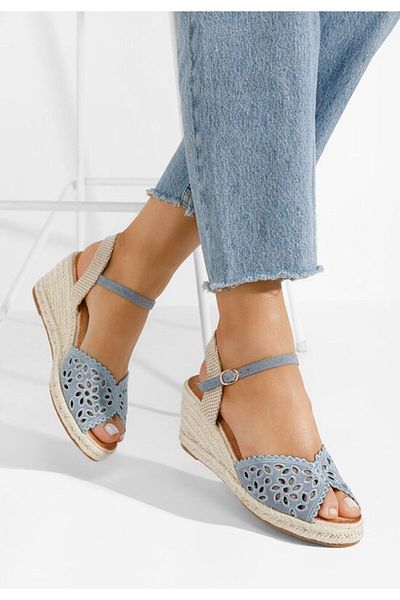B T Shoes Sandale cu platforma Finana albastre