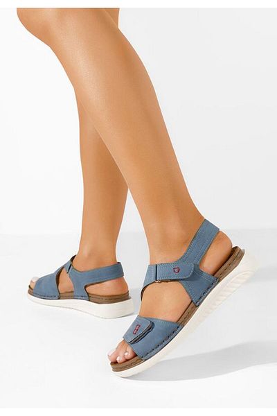 B T Shoes Sandale dama fara toc Metina albastre