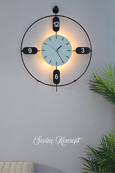 SEVİNÇ KONSEPT LED'li Elegant Kristal Time 60 cm Modern Dekoratif Rakamlı Met...