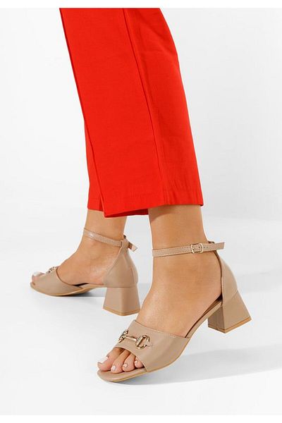 B T Shoes Sandale cu toc gros Karia nude