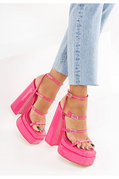 B T Shoes Sandale cu toc gros si platforma Dira fucsia