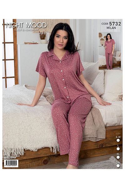 DK İÇ GİYİM Women's Cotton Short Sleeve Pajama Set