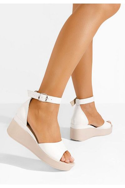 B T Shoes Sandale cu platformă piele Salegia S2 albe
