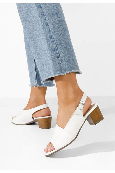 B T Shoes Riona white chunky heel sandals
