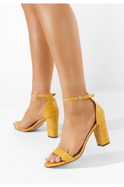 B T Shoes Sandale cu toc gros Leilana galbene