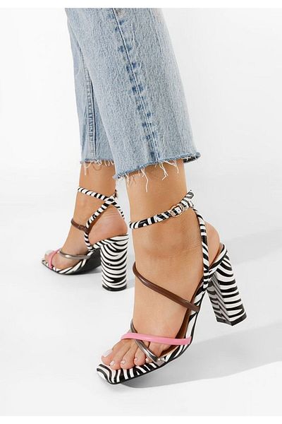 B T Shoes Kane zebra chunky heel sandals