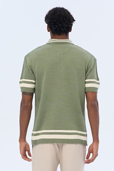 İLKCET MODA Чоловіча трикотажна футболка преміум-класу з коміром і смужкою на рукавах