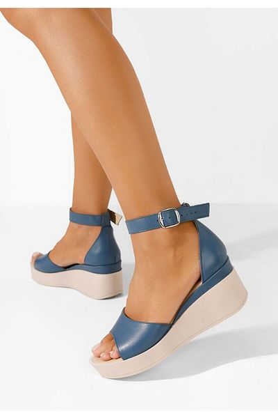 B T Shoes Sandale cu platformă piele Salegia S2 albastre