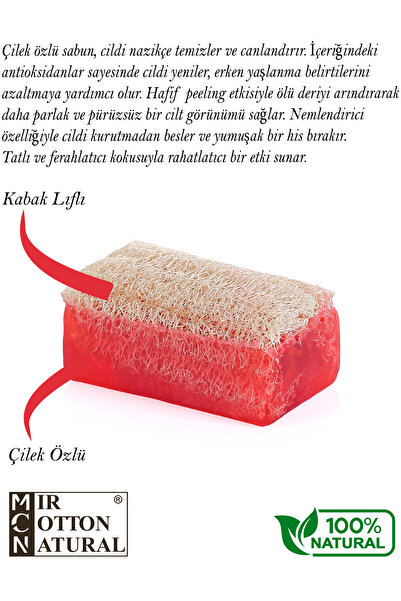 MirCotton Doğal Kabak Lifli El Yapımı Sabunu 'Çilek' 120 gr
