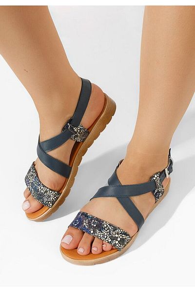 B T Shoes Sandale dama piele Tamala albastre