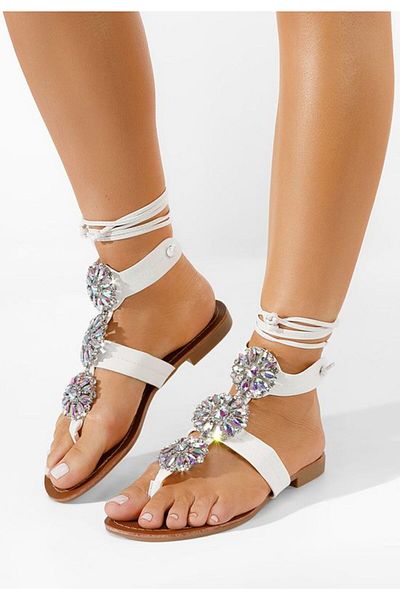B T Shoes Riaza white lace-up sandals