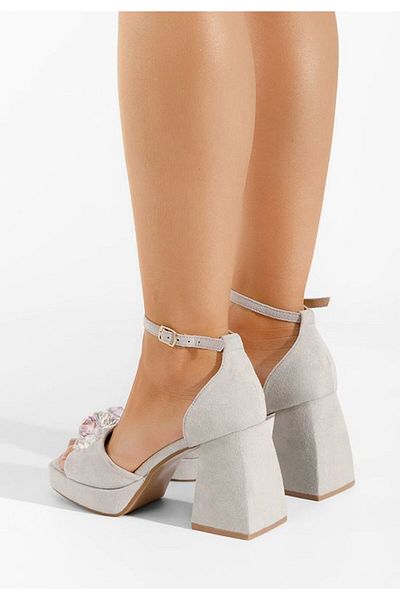 B T Shoes Anfisa grey chunky heel sandals