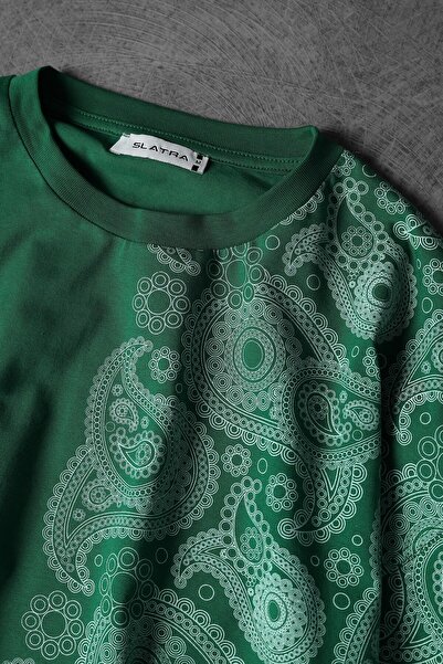 Slatra Men's Semi Mussel Pattern Printed Oversize T-shirt