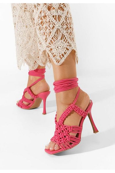 B T Shoes Sandale cu snur pe picior Lilith fucsia