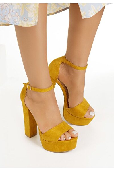 B T Shoes Rosalinda Yellow Heeled Sandals