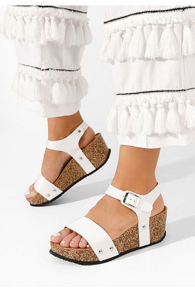 B T Shoes Keya white platform sandals